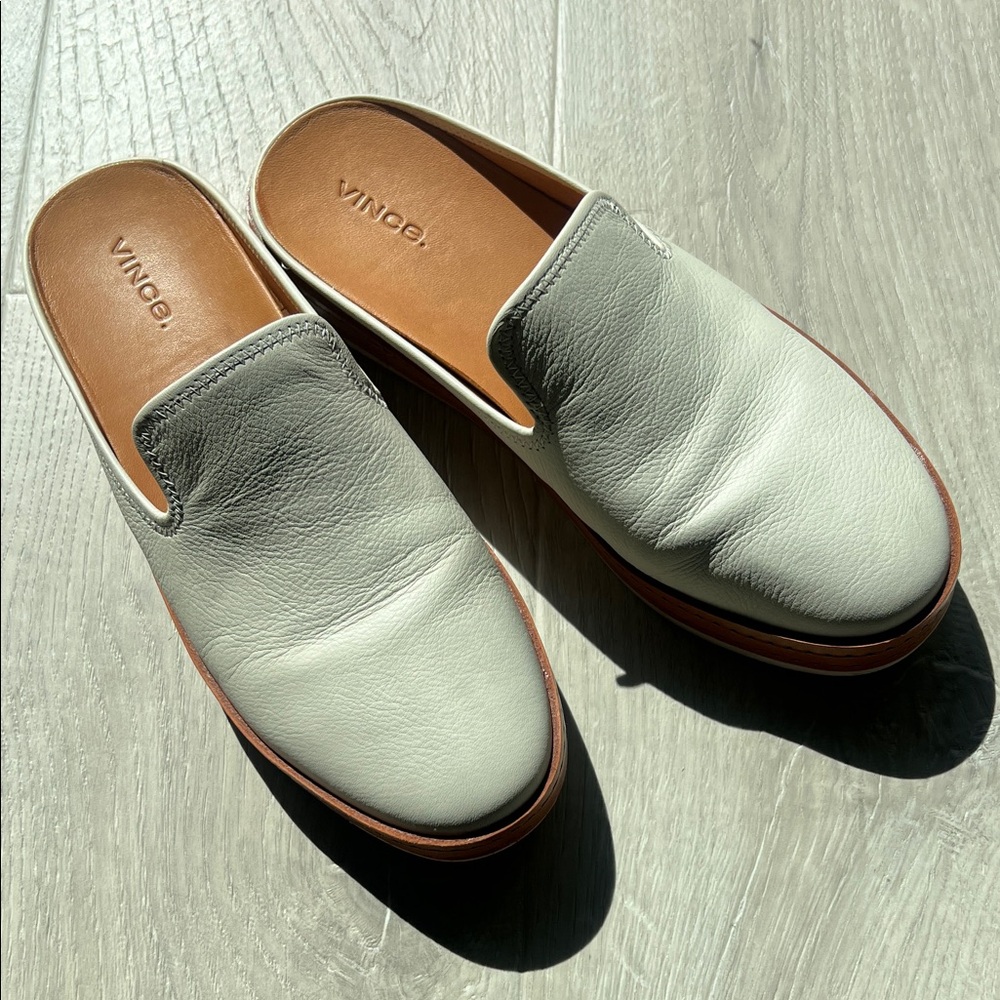 Vince Women's Cream Leather Slip-On Loafers
